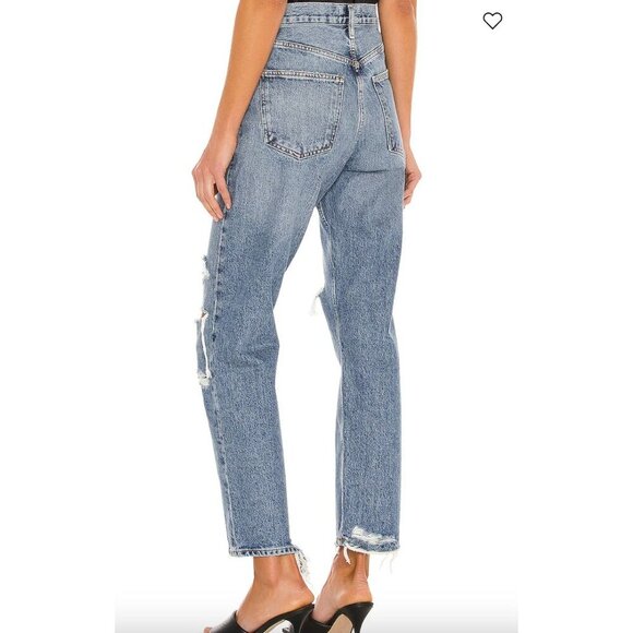 Agolde 90's Mid Rise Loose Jeans Streamline Distressed Knees Size 29 Medium Wash - Picture 2 of 9